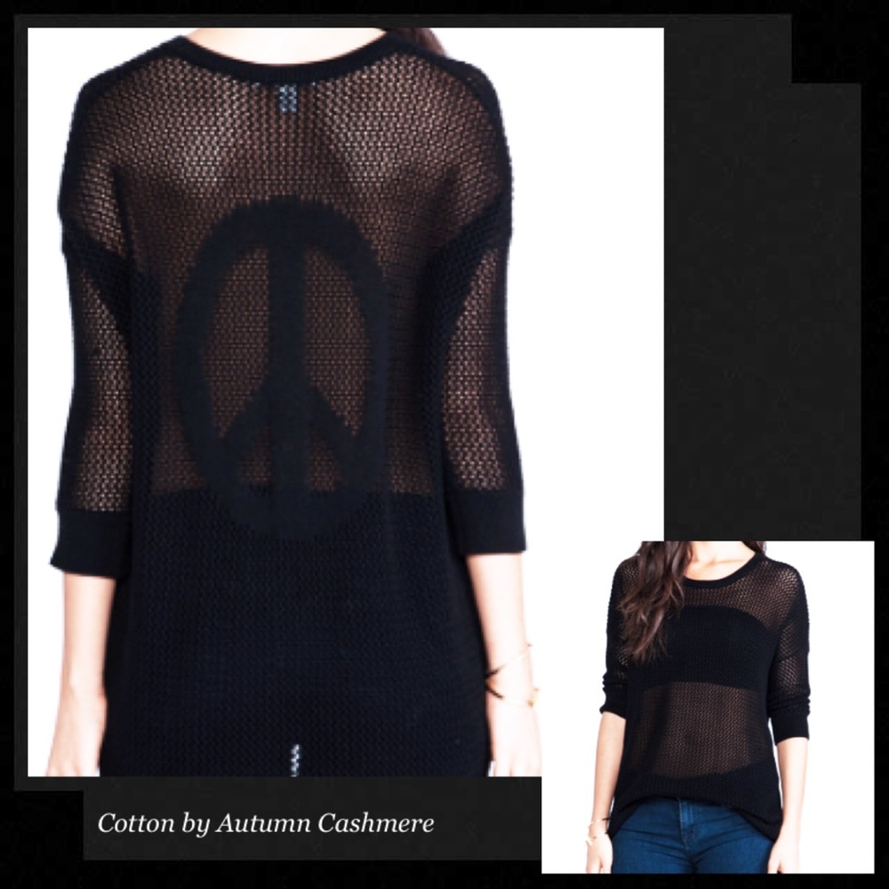 AUTUMN CASHMERE Peace Mesh Hi Lo Sweater